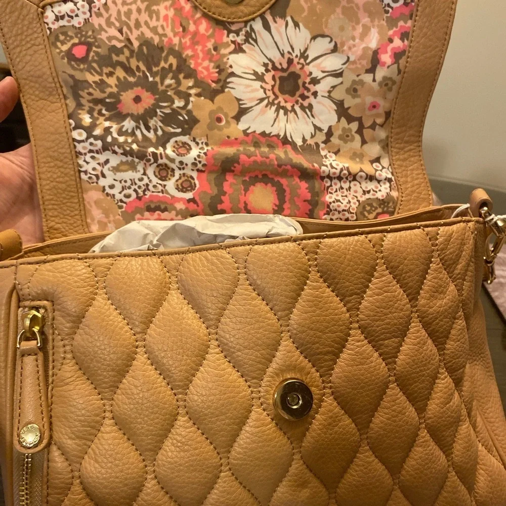 Vera Bradley Tan Quilted Shoulder Bag